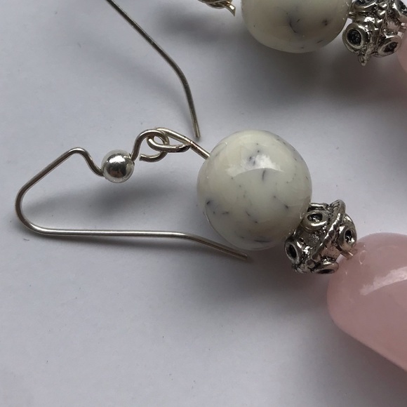 Handmade rose quartz earrings - Picture 3 of 4